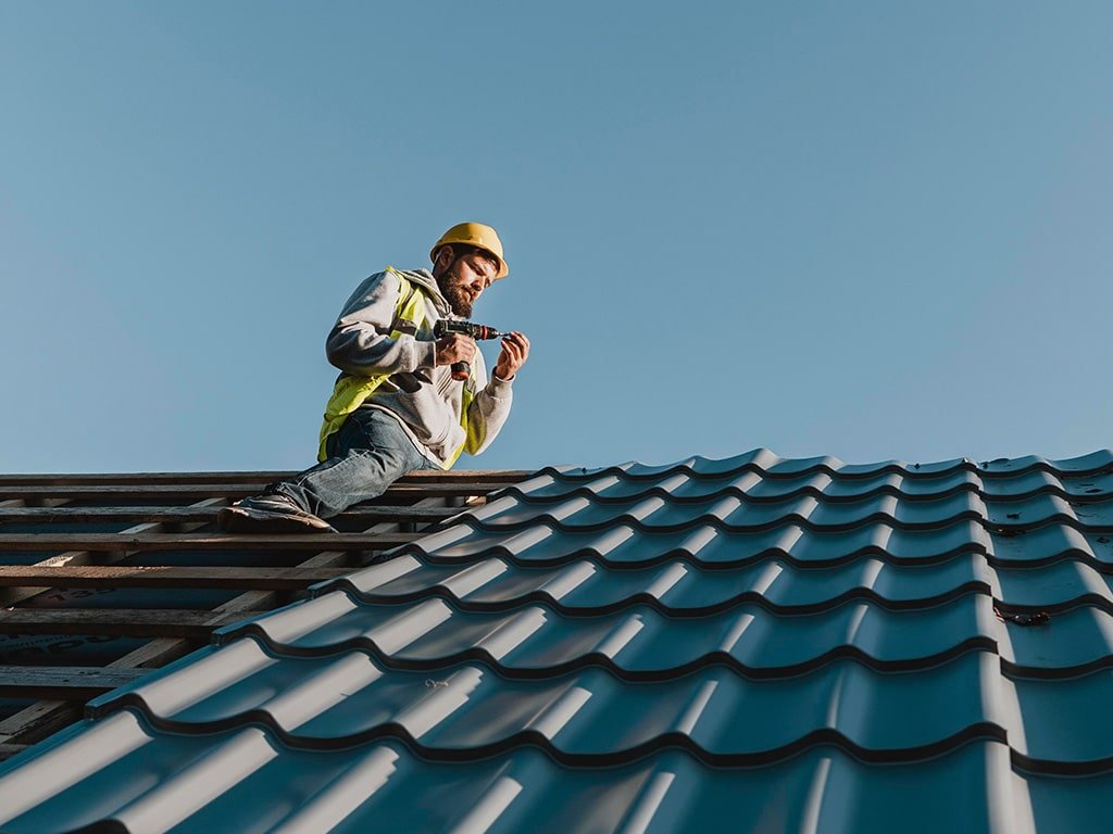 Corrugated sheet roof